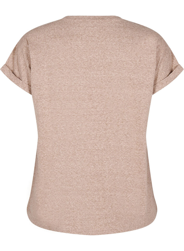 Meleerattu T-paita lyhyill&auml; hihoilla, Ruskea, Packshot image number 1