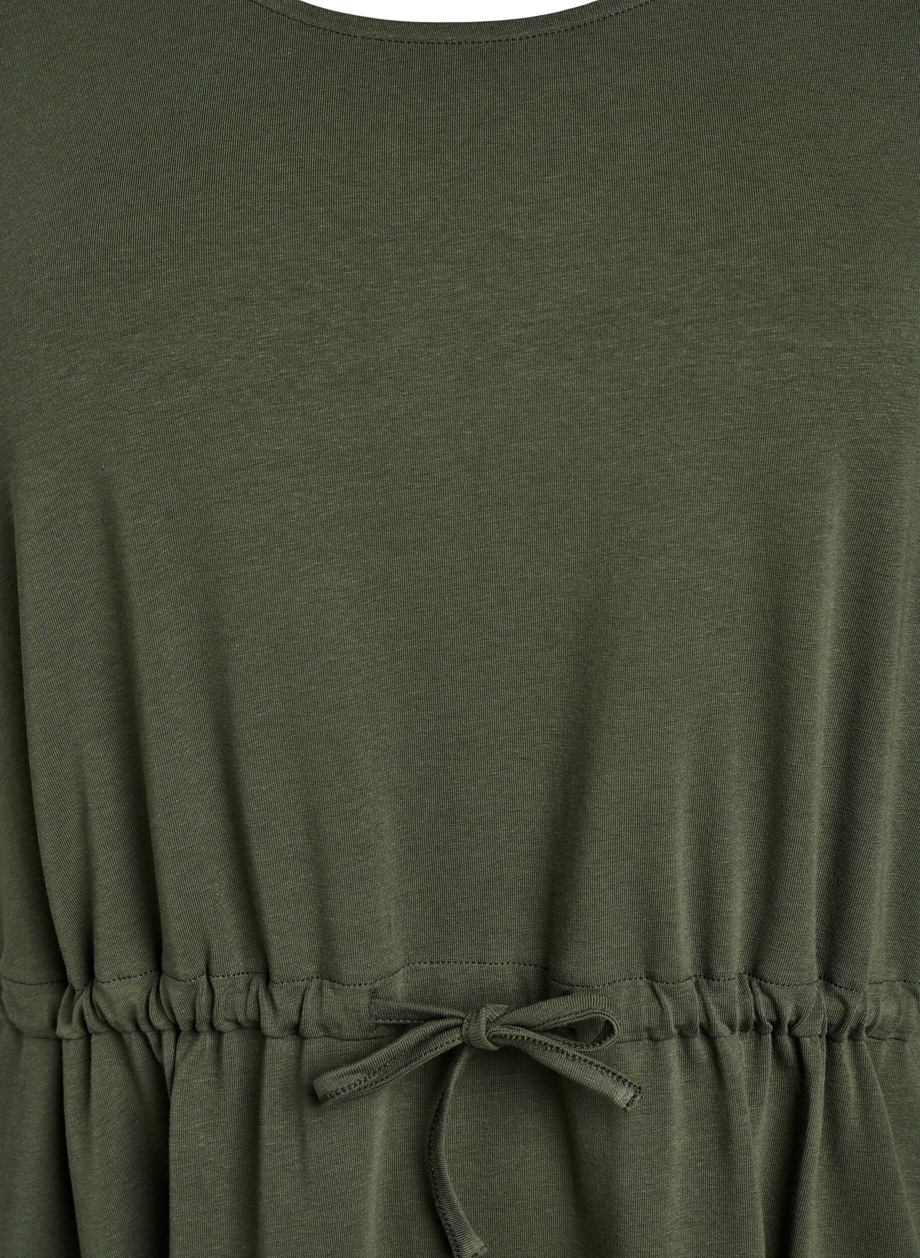 Zizzi Lyhythihainen midimekko puuvillaa, Vihre&auml;, Packshot image number 2