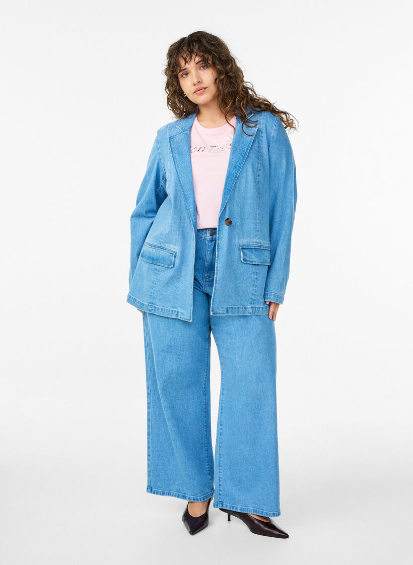 Denim-bleiseri taskuilla, Sininen, Model image number 1