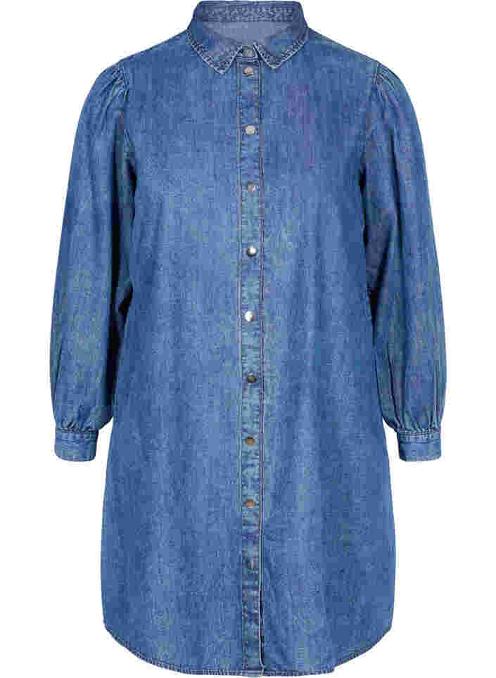 Puuvillainen paitamekko denimistä, Dark blue denim, Packshot image number 0