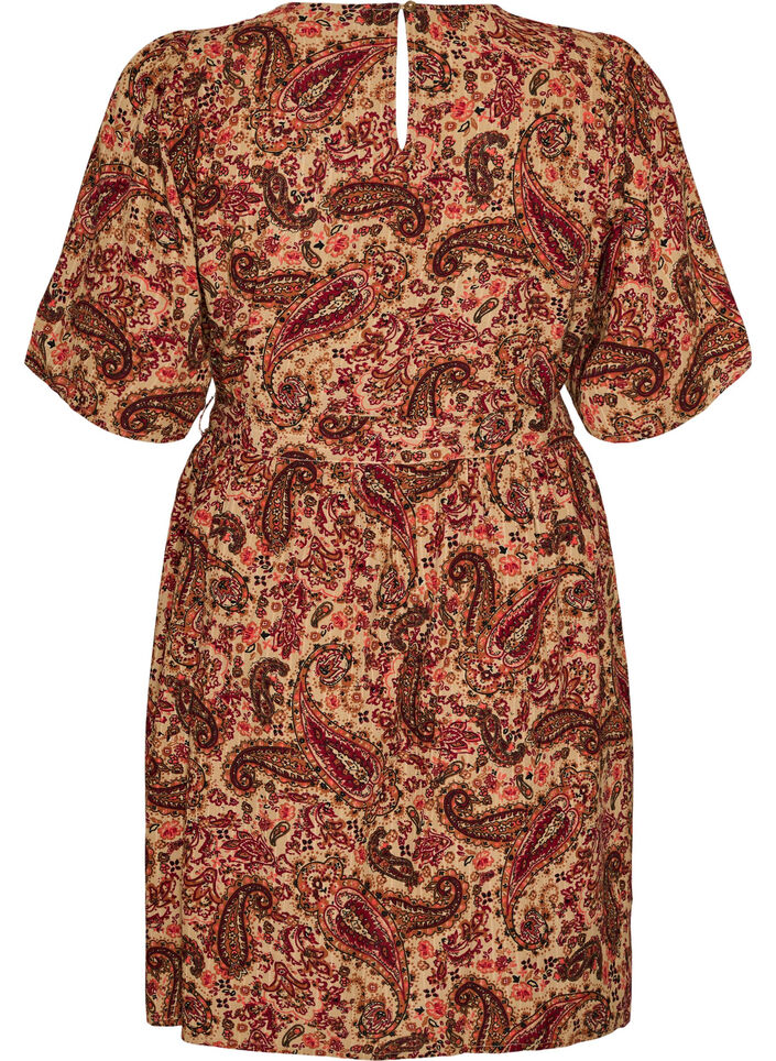 Mekko paisley-kuosilla ja solmittavalla vy&ouml;ll&auml;, Ruskea, Packshot image number 1