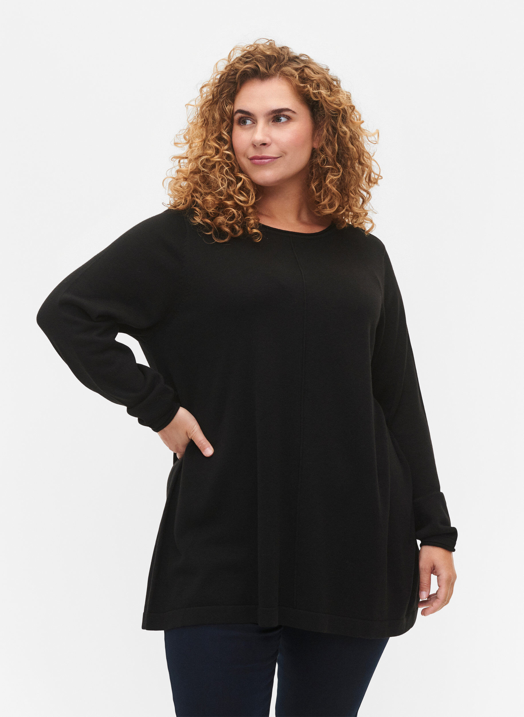Neule puuvillaviskoosisekoitteesta, Musta, Model