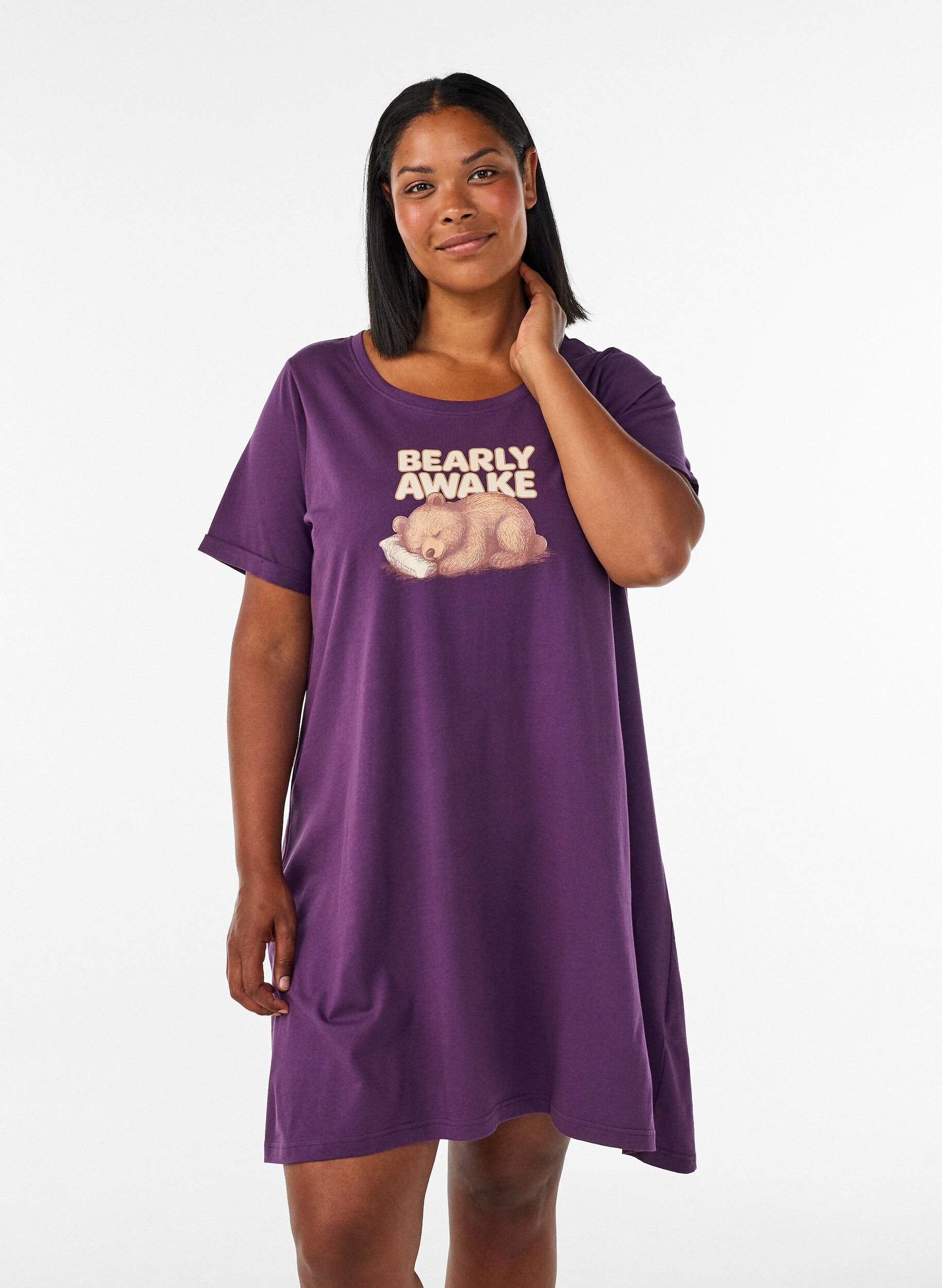 ZizziLyhythihainen y&ouml;paita luomupuuvillasta, Sininen, Model image number 0