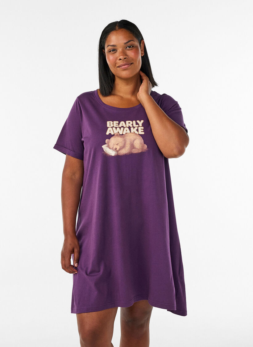Lyhythihainen y&ouml;paita luomupuuvillasta, Sininen, Model image number 0
