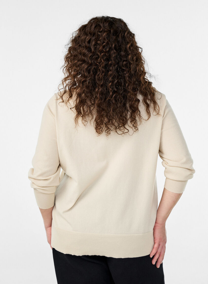 Hienoneulottu neuletakki py&ouml;re&auml;ll&auml; p&auml;&auml;ntiell&auml;, Beige, Model image number 2