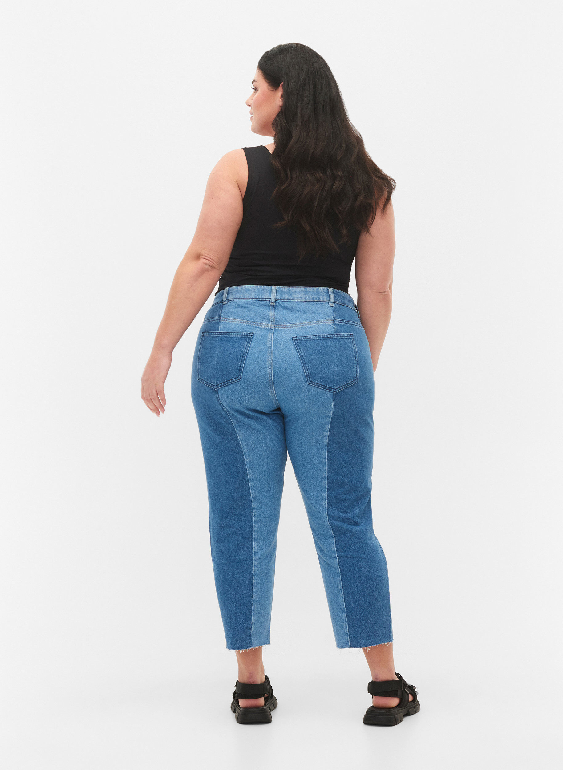Zizzi Kropatut Vera farkut kontrastilla, Blue denim, Model image number 1