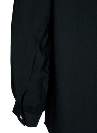 Viskoosipaitapusero röyhelöillä, Black, Packshot image number 3