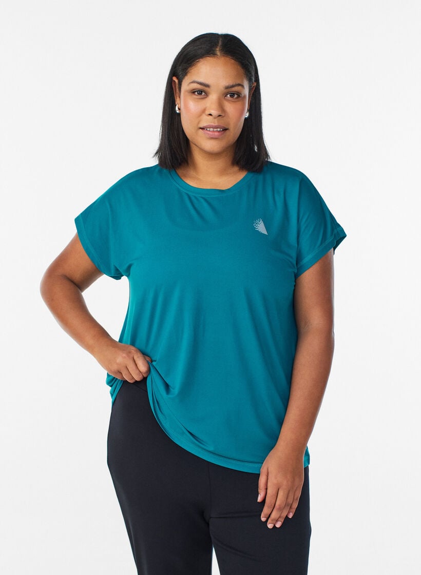 Yksiv&auml;rinen treeni-T-paita, Vihre&auml;, Model image number 0