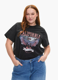 Luomupuuvillainen T-paita kotka-kuviolla, Grey California, Model