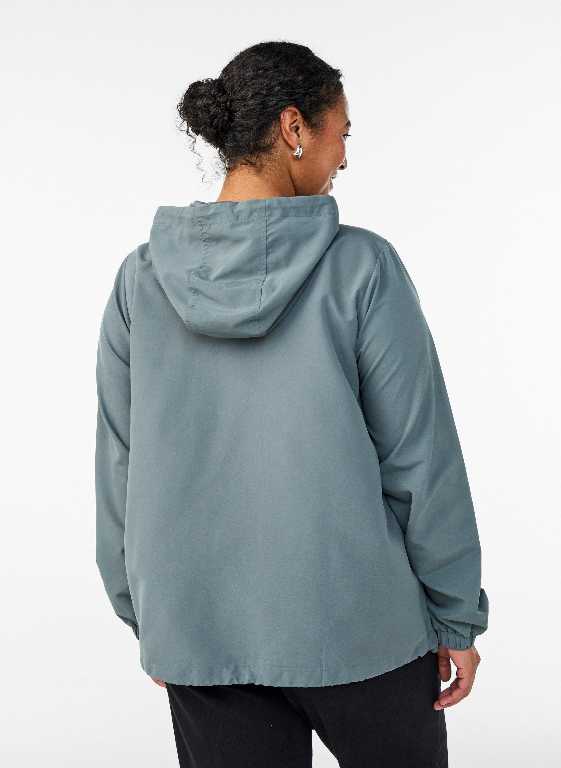 ZizziKevyt takki hupulla ja vetoketjulla, Vihre&auml;, Model image number 2