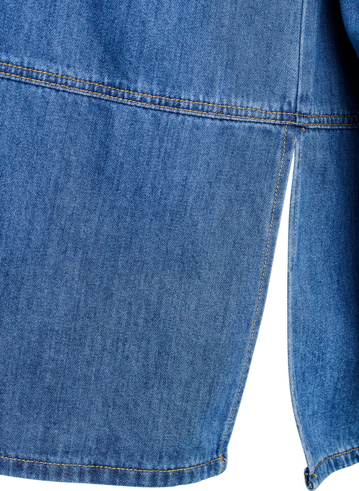 Rento farkkupusero kauluksella ja nappilistalla, Sininen, Packshot image number 3