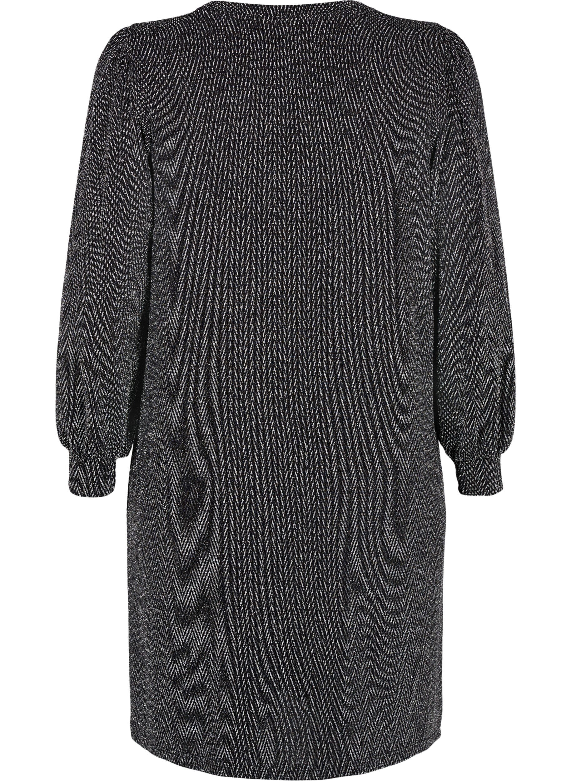 Zizzi Mekko siksak-kuviolla ja kimalteella, Silver ZigZagShimmer, Packshot image number 1