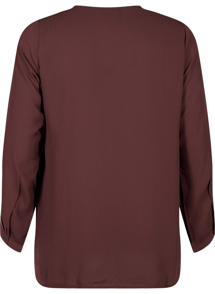 Yksivärinen paita v-pääntiellä, Fudge, Packshot image number 1