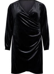 Lyhyt velourmekko kietaisuefektillä, Musta