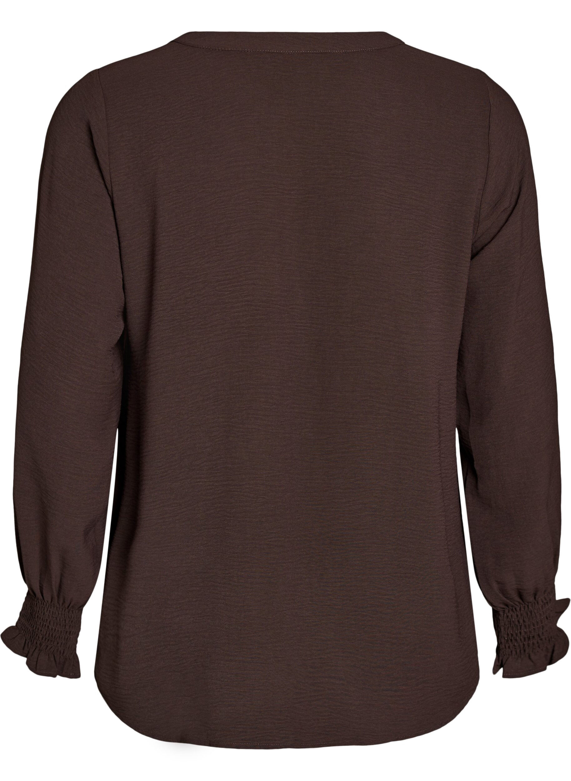 Zizzi Pusero smock-kalvosimilla ja v-p&auml;&auml;ntiell&auml;, Ruskea, Packshot image number 1