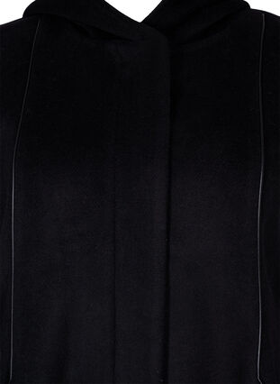 Hupullinen takki villalla, Black Solid, Packshot image number 2