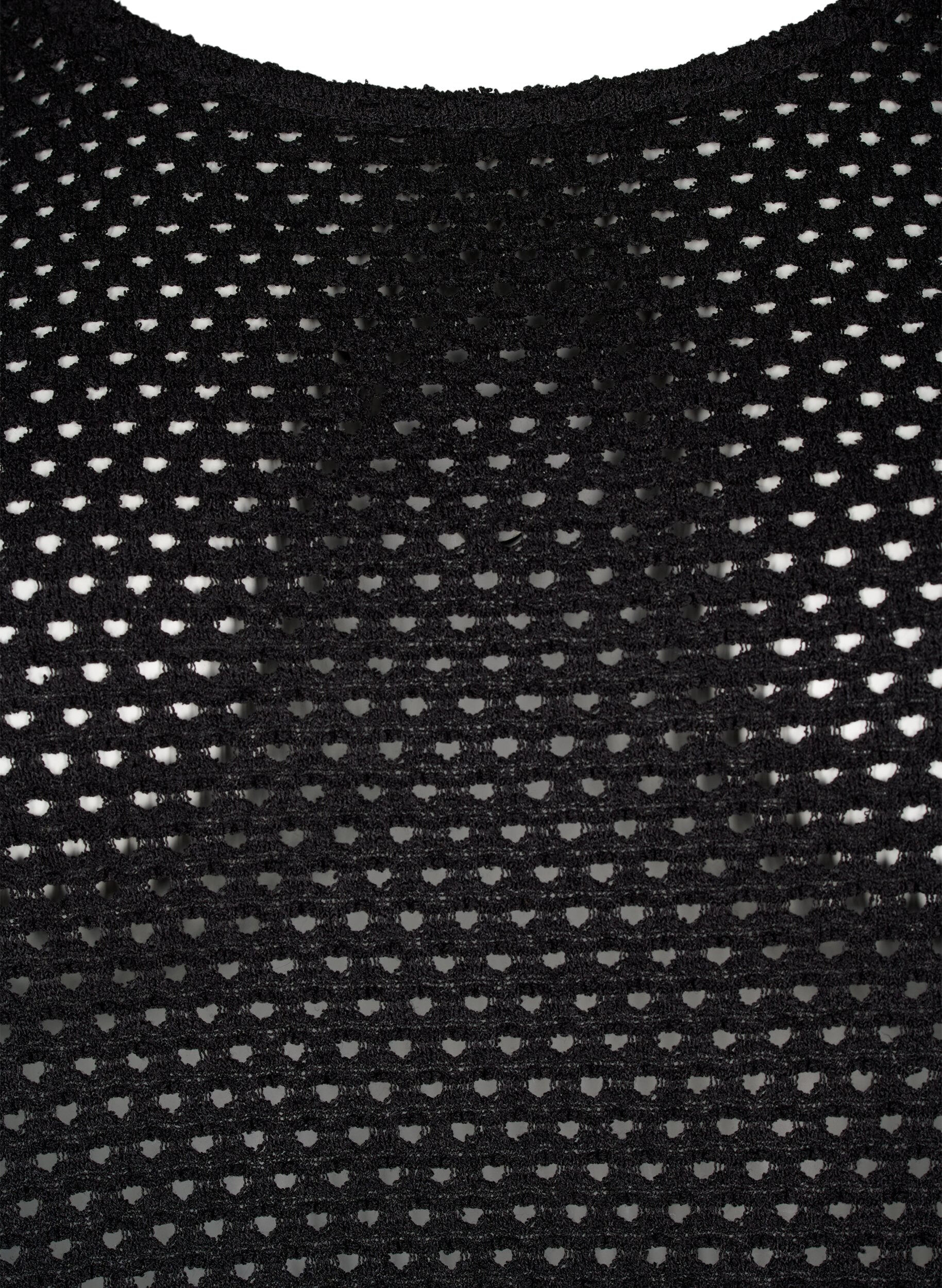 Zizzi 3/4-pituisilla hihoilla ja neulotulla pitsikuviolla varustettu mekko, Black, Packshot image number 2