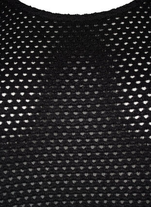 3/4-pituisilla hihoilla ja neulotulla pitsikuviolla varustettu mekko, Black, Packshot image number 2
