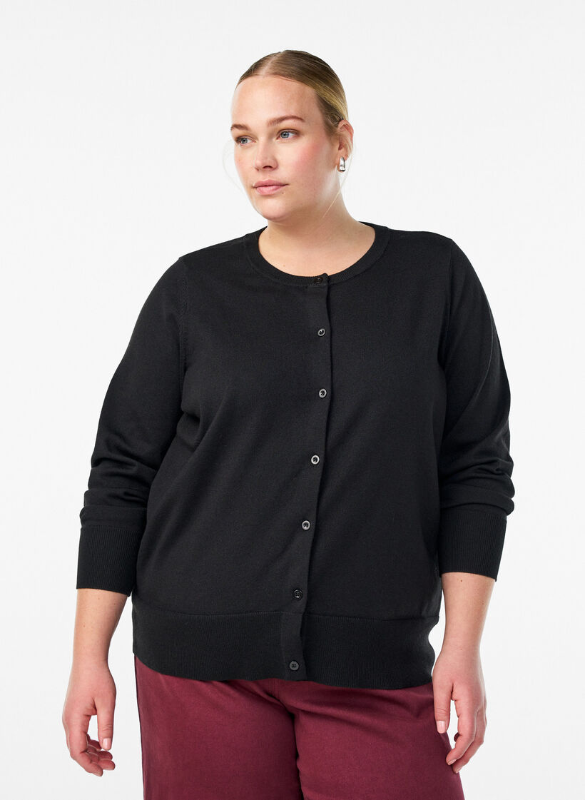 Hienoneulottu neuletakki py&ouml;re&auml;ll&auml; p&auml;&auml;ntiell&auml;, Musta, Model image number 0