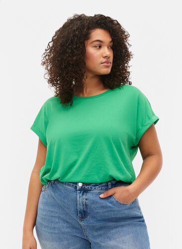 Lyhythihainen puuvillasekoitteinen T-paita, Kelly Green, Model image number 0