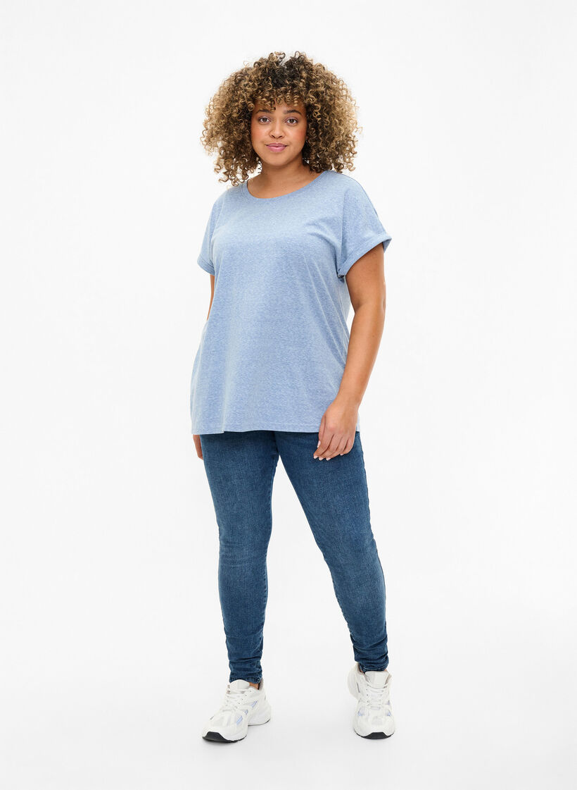 Meleerattu t-paita lyhyill&auml; hihoilla, Sininen, Model image number 1