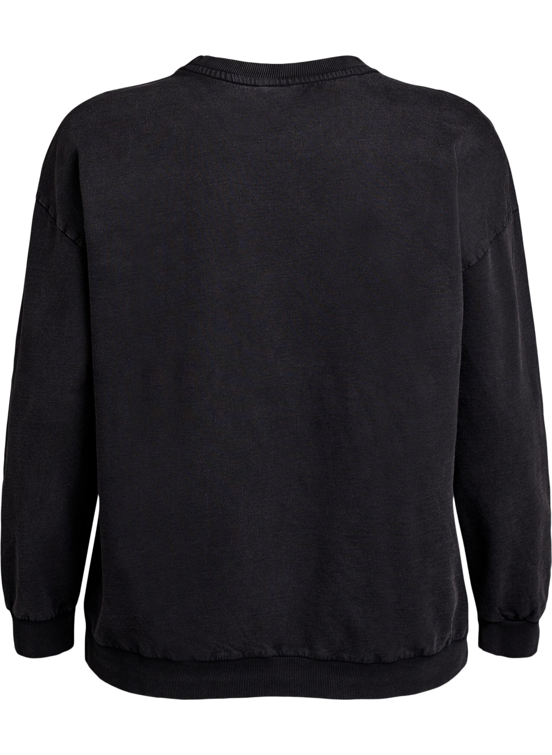 Zizzi Pesty look -collegepaita n&auml;ytt&auml;v&auml;ll&auml; printill&auml;, Harmaa, Packshot image number 1