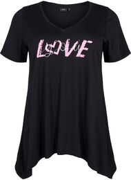 Puuvillainen t-paita lyhyillä hihoilla, Black LOVE