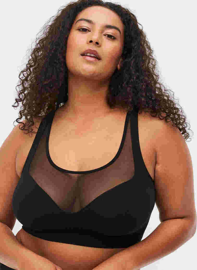 Pehmeät rintaliivit mesh-kankaalla, Black, Model image number 2