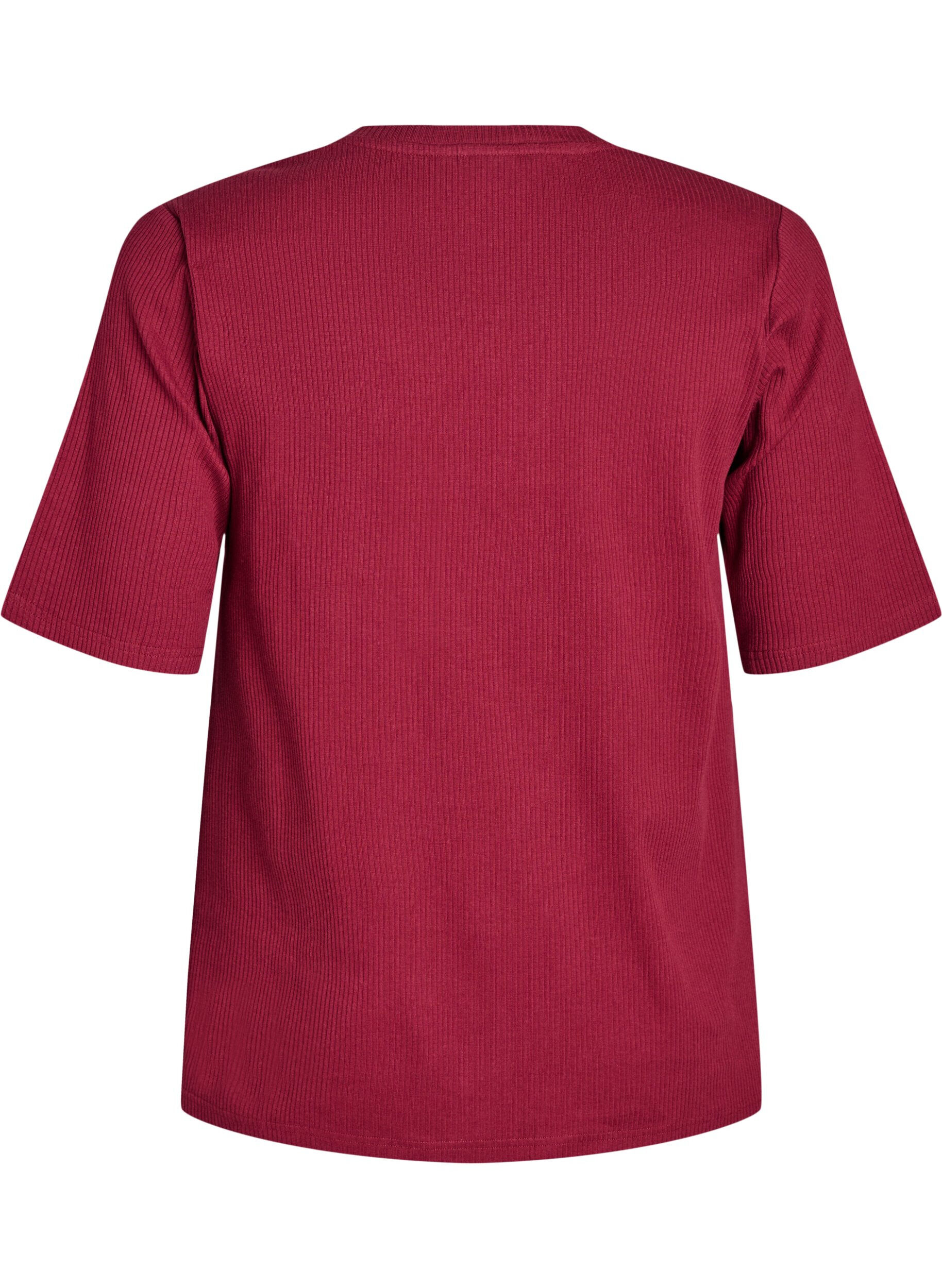 ZizziRibattu jerseypusero, jossa on lyhyet hihat, Tumma Bordeaux, Packshot image number 1