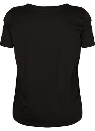 Puuvillainen t-paita v-pääntiellä ja printillä, Black W. Love, Packshot image number 1
