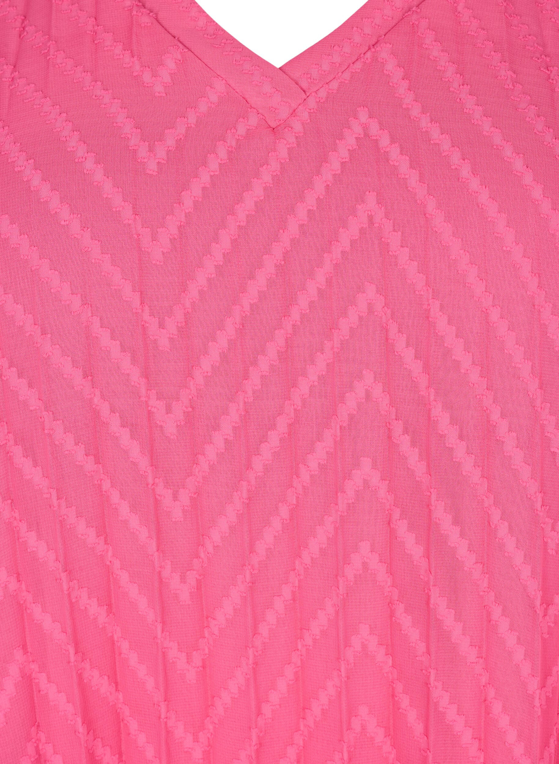 Zizzi Lyhythihainen mekko tekstuurilla, Shocking Pink, Packshot image number 2