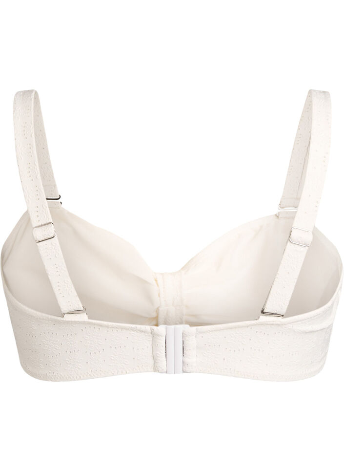 Bandeau-bikiniyl&auml;osa teksturoidulla kuviolla ja irrotettavilla olkaimilla, Valkoinen, Packshot image number 1