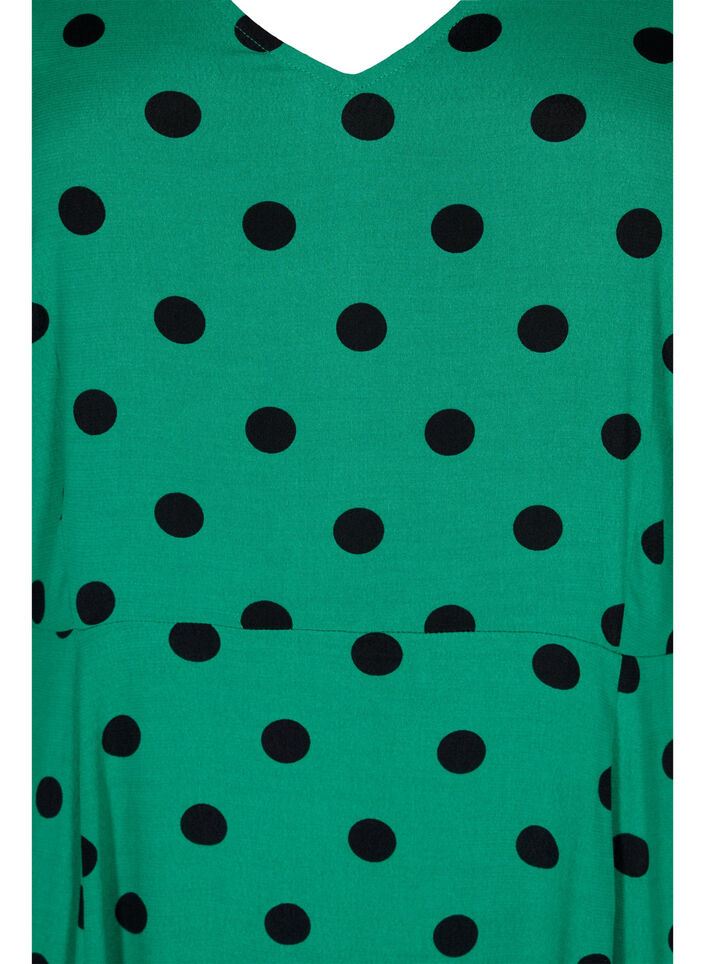 Viskoosinen midimekko pilkuilla, Jolly Green Dot AOP, Packshot image number 2