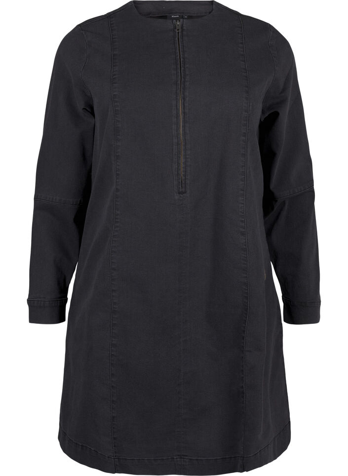 A-mallinen farkkumekko vetoketjulla, Grey Washed, Packshot image number 0