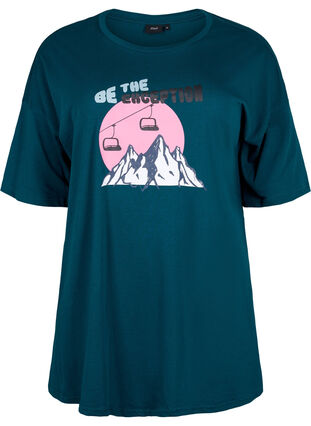 Puuvillainen t-paita painatuksella, Deep Teal/Sea Pink, Packshot image number 0
