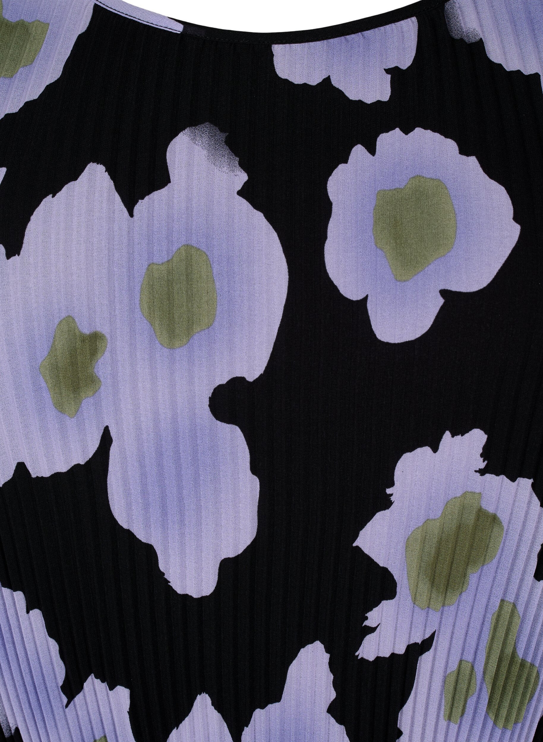 Zizzi Pliseerattu mekko nauhalla, Black w. Floral, Packshot image number 2
