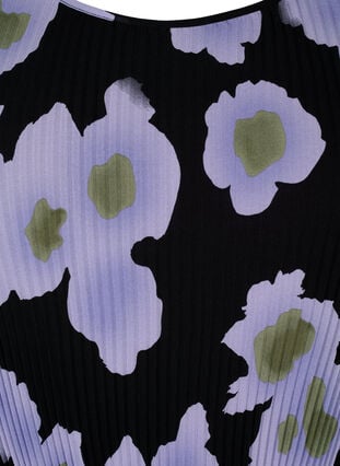 Pliseerattu mekko nauhalla, Black w. Floral, Packshot image number 2