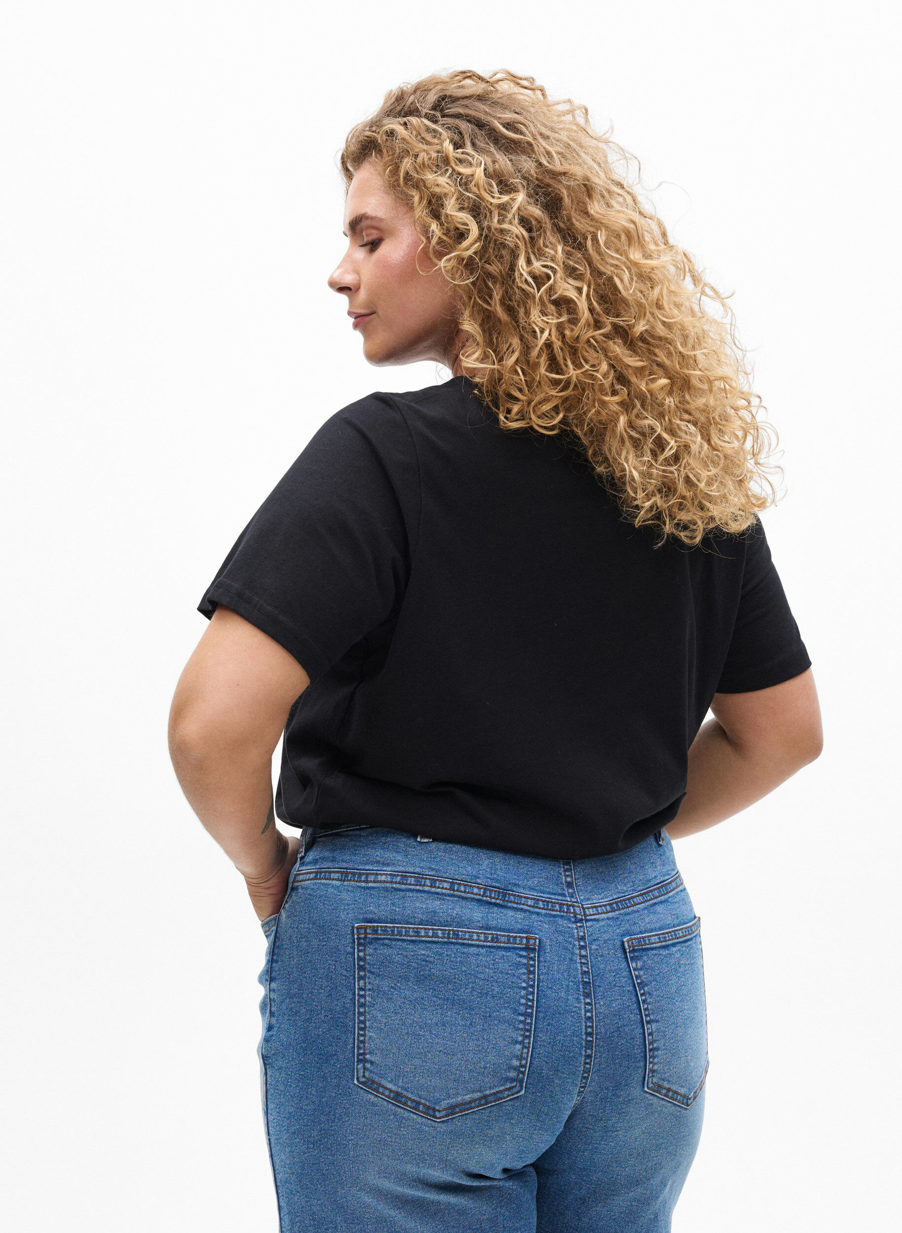 Zizzi T-paita printill&auml;, Musta, Model image number 2