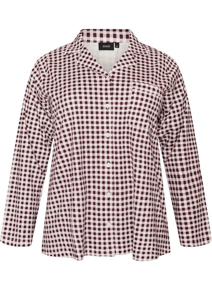 Puuvillainen pyjamapaita rintataskulla, Punainen, Packshot image number 0