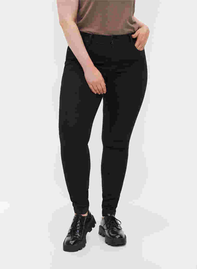 Korkeavyötäröiset super slim Amy-farkut, Black, Model image number 3
