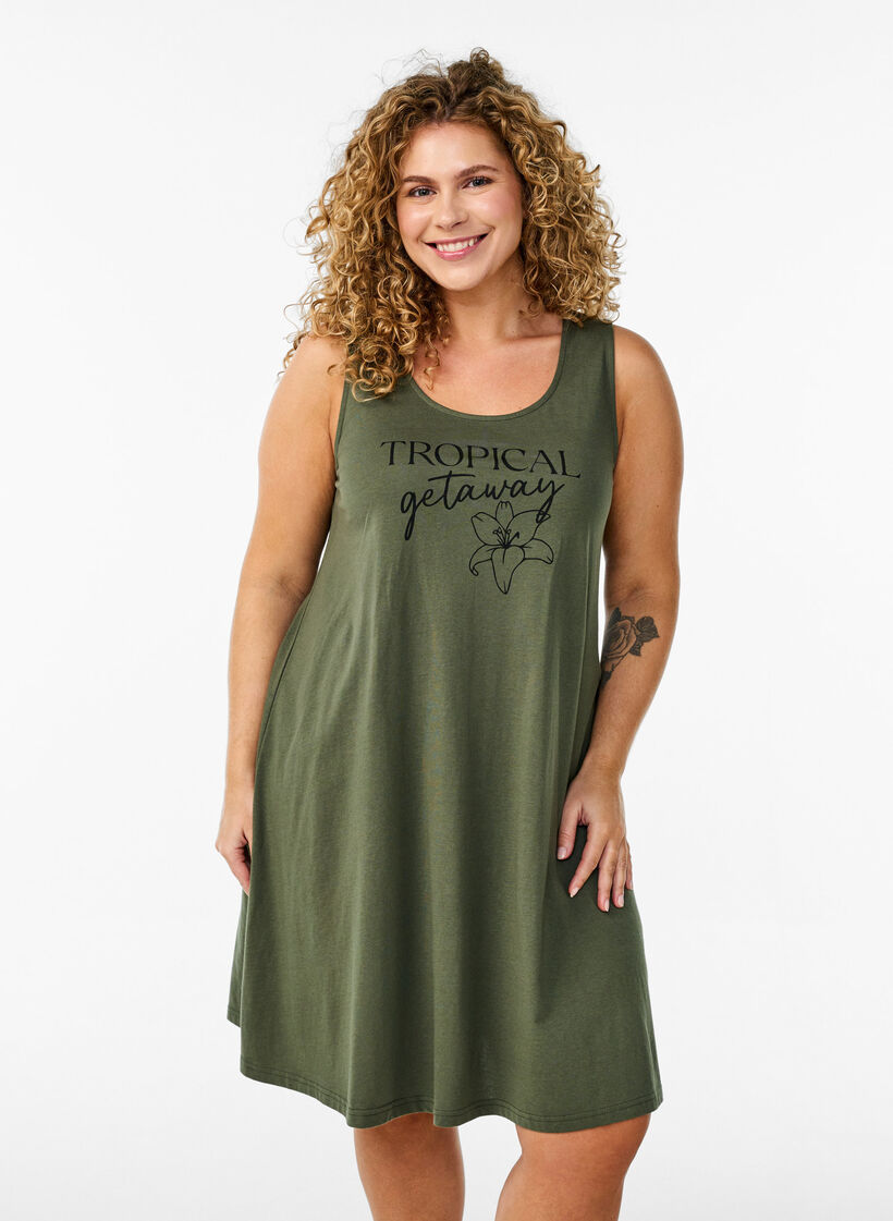 Hihaton A-linjainen mekko, Vihreä, Model image number 0