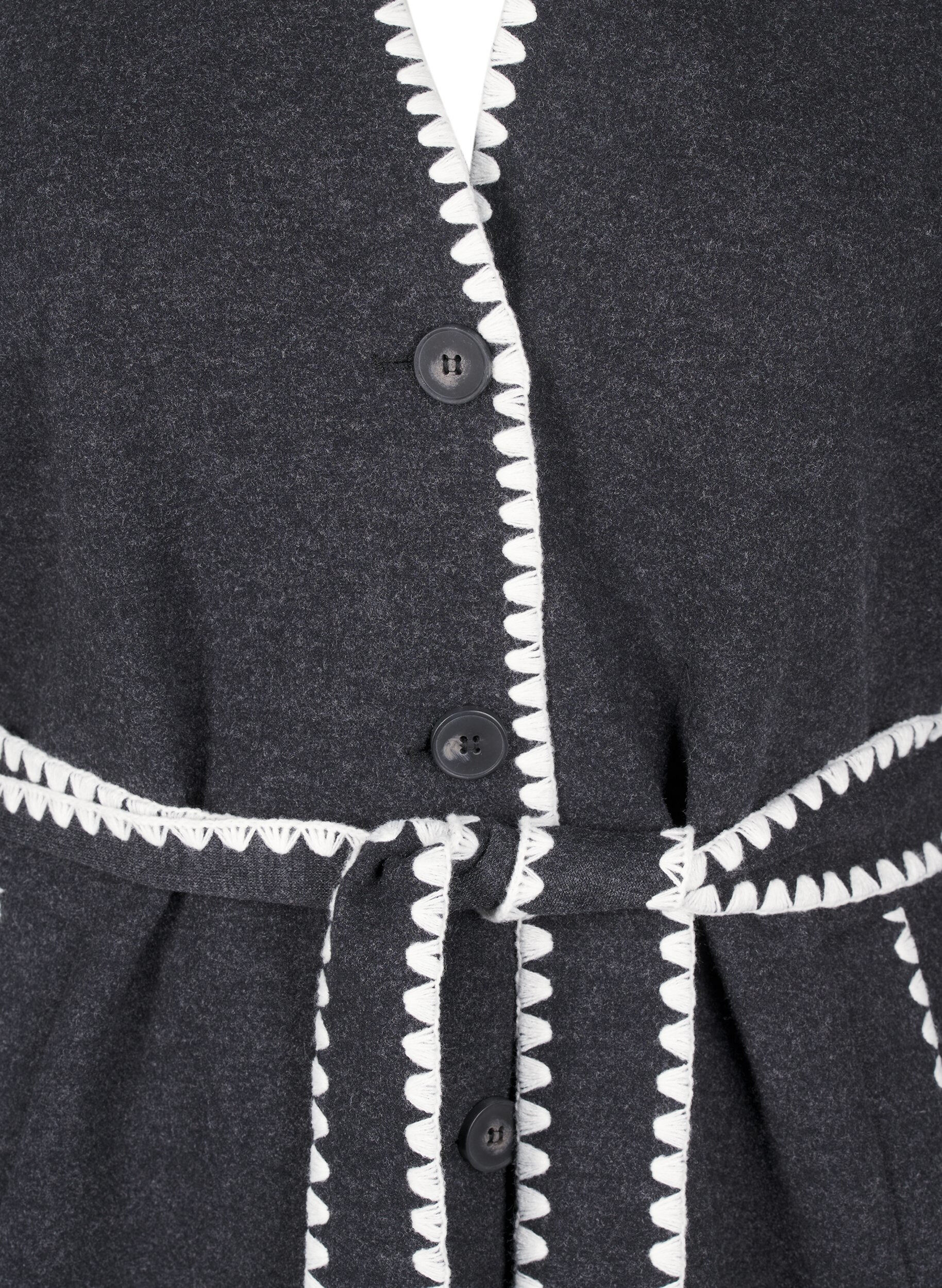 Zizzi Takki, jossa on kontrastiv&auml;riset reunat, Dark Grey Melange, Packshot image number 2