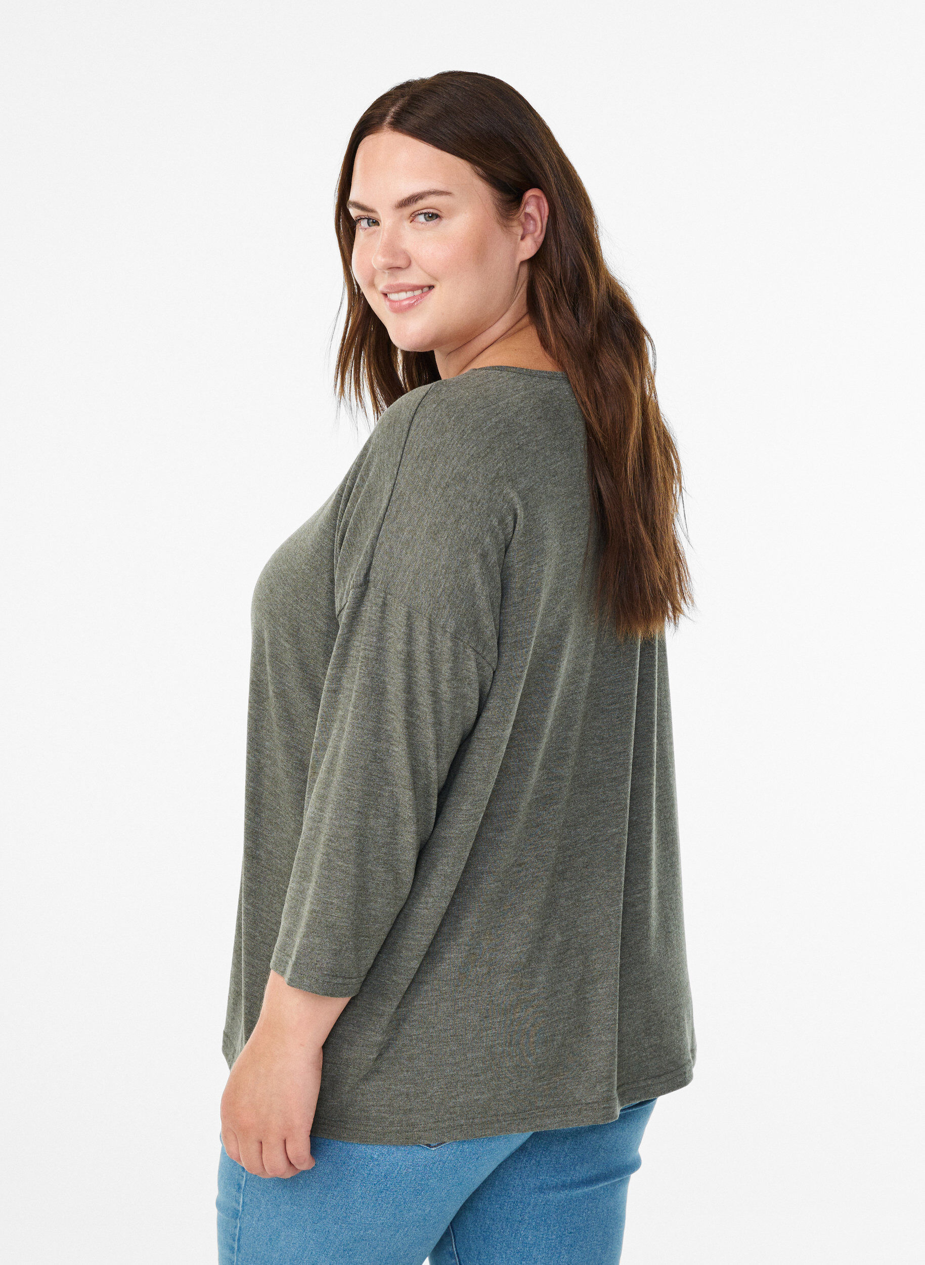 ZizziJersey -pusero 3/4-hihoilla, Vihre&auml;, Model image number 2
