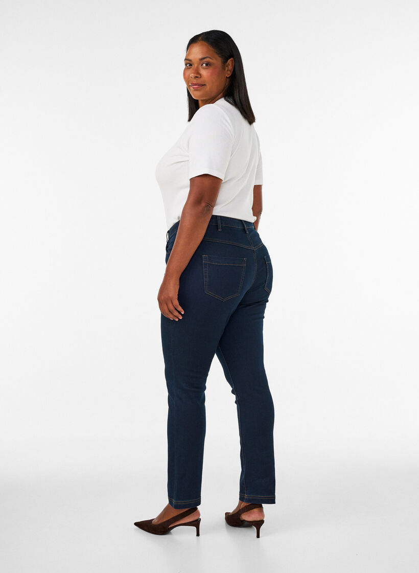 Slim fit Emily-farkut normaalilla vy&ouml;t&auml;r&ouml;ll&auml;, Sininen, Model image number 2