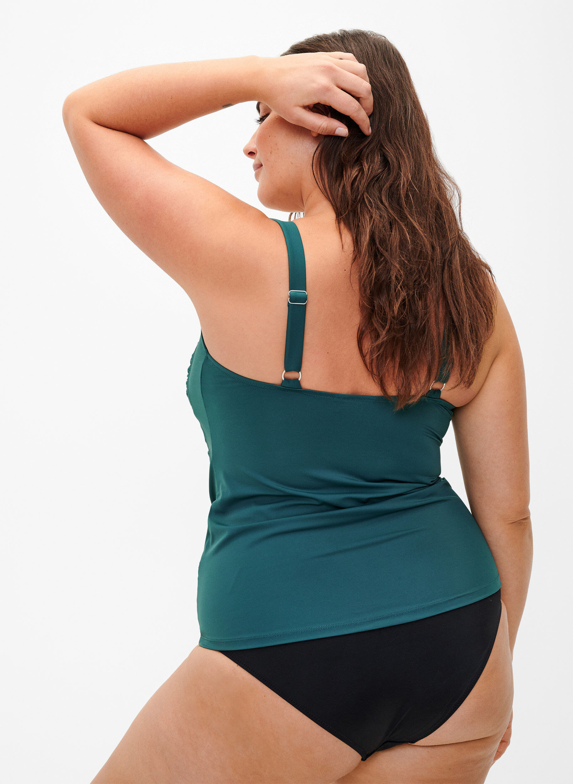 Zizzi Laskostettu tankini, Vihre&auml;, Model image number 1