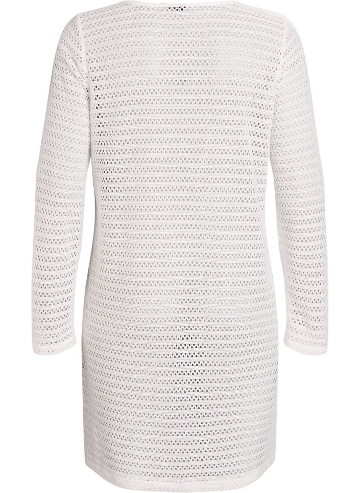 Rantamekko silmukkaompeleella ja pitk&auml;t hihat, Beige, Packshot image number 1