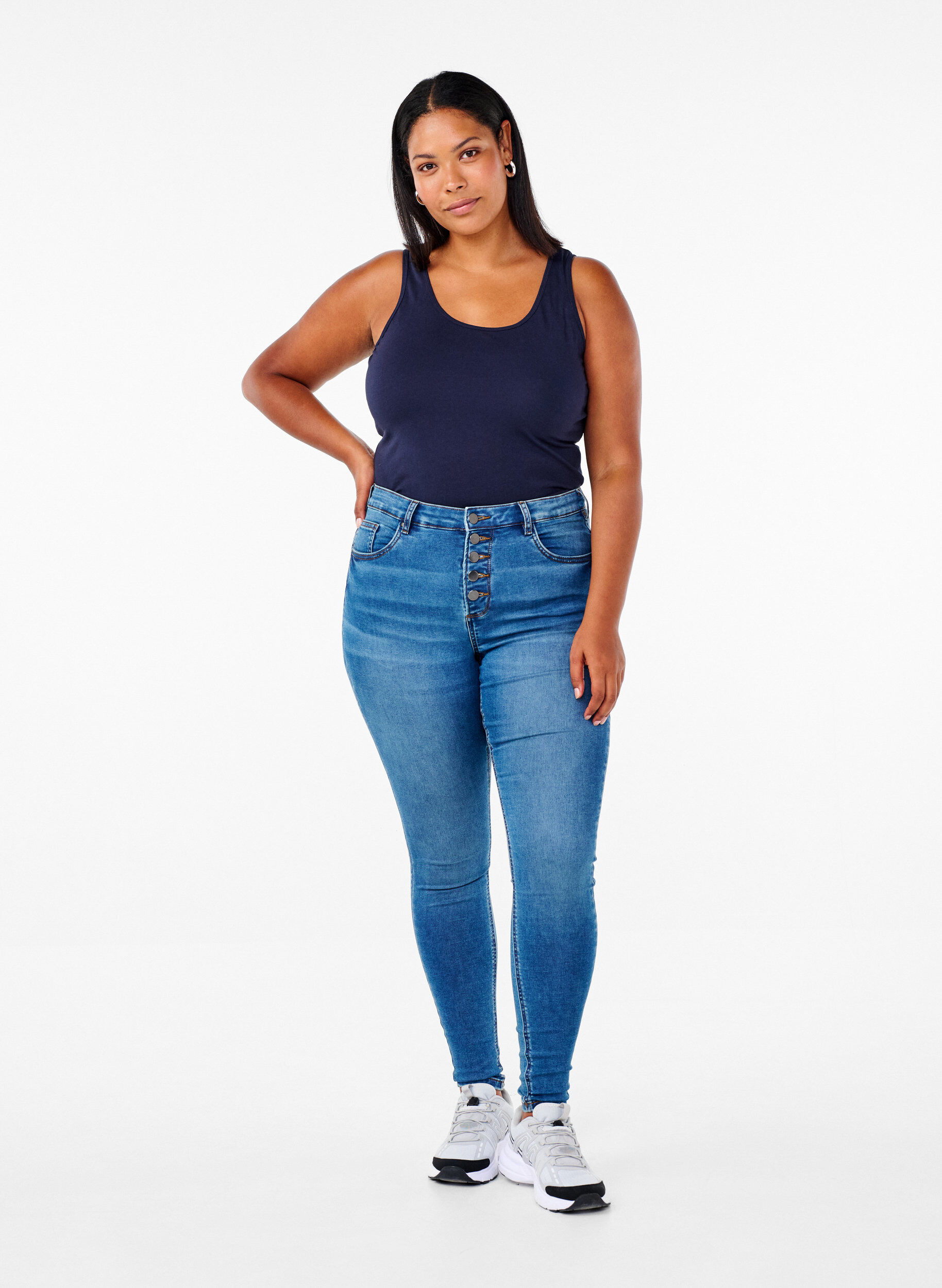 ZizziYksiv&auml;rinen perus paita puuvillasta, Sininen, Model image number 1
