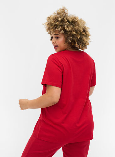 Jouluinen t-paita puuvillasta, Tango Red Merry, Model image number 1