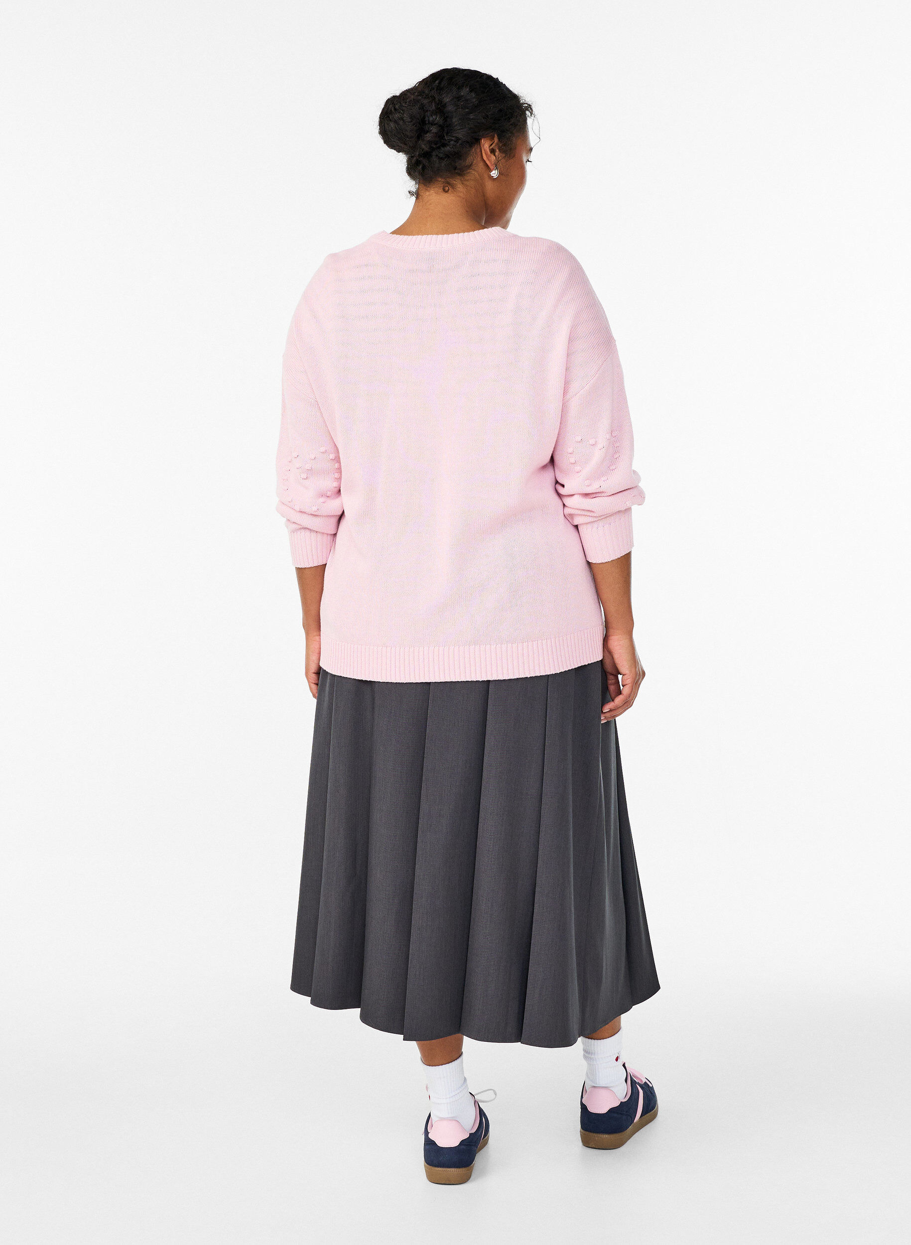 Zizzi Midihame leveill&auml; laskoksilla, Harmaa, Model image number 1