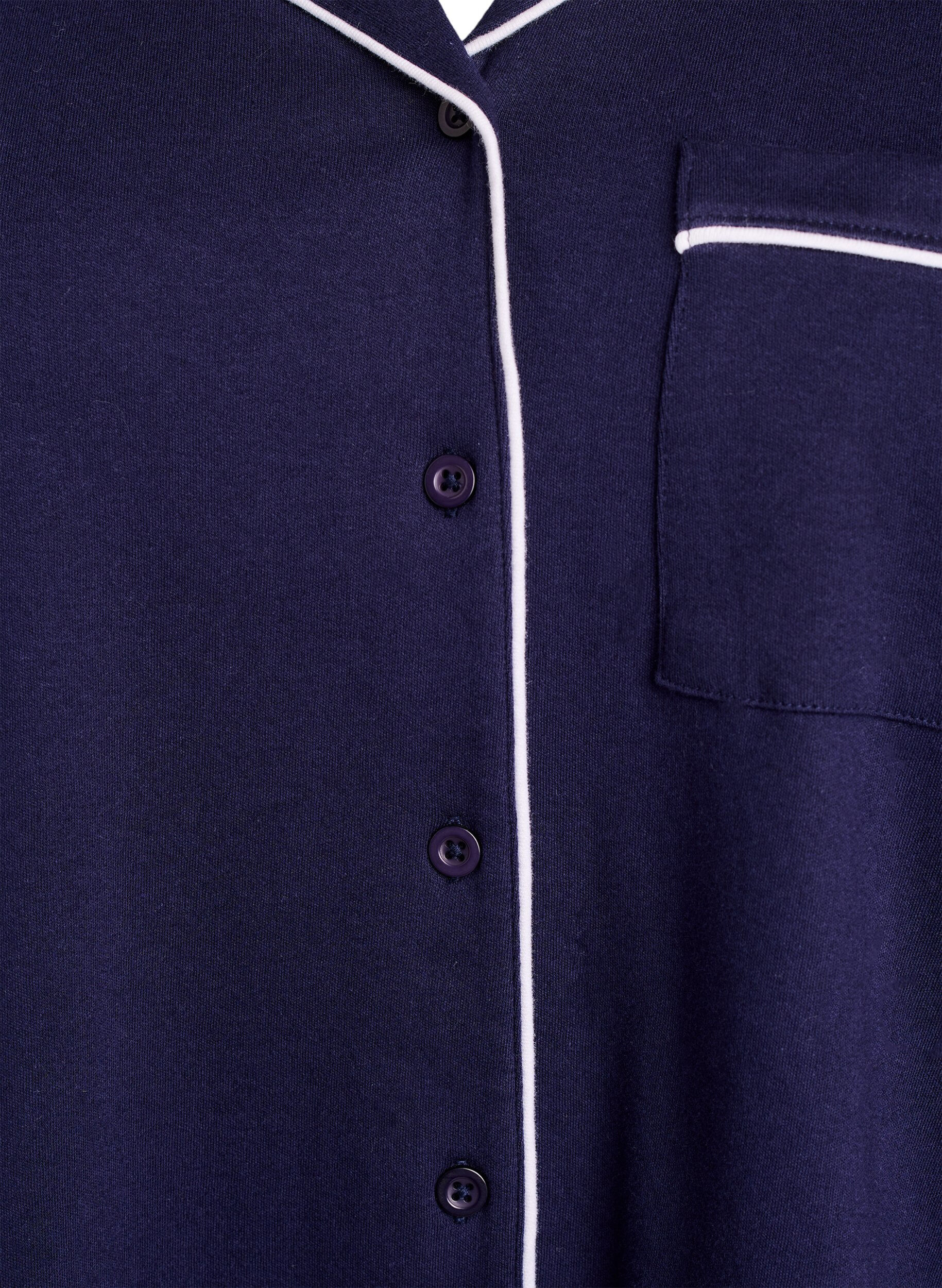 ZizziPuuvillainen pyjamapaita rintataskulla, Sininen, Packshot image number 2